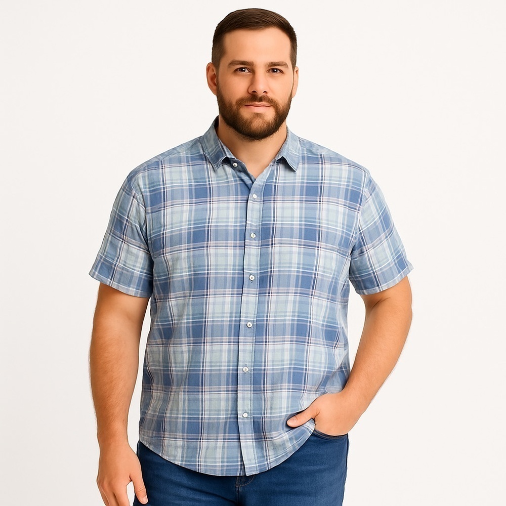 GRAYERS CLOTHIERS Men’s Plaid Short Sleeve Button Down Shirt, Size XL